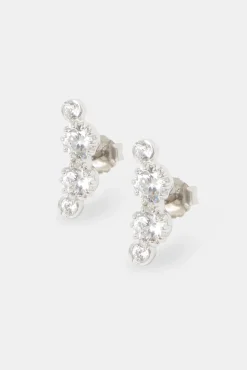 Women JWL-EAR 925 Multi CZ Stud Earrings - White