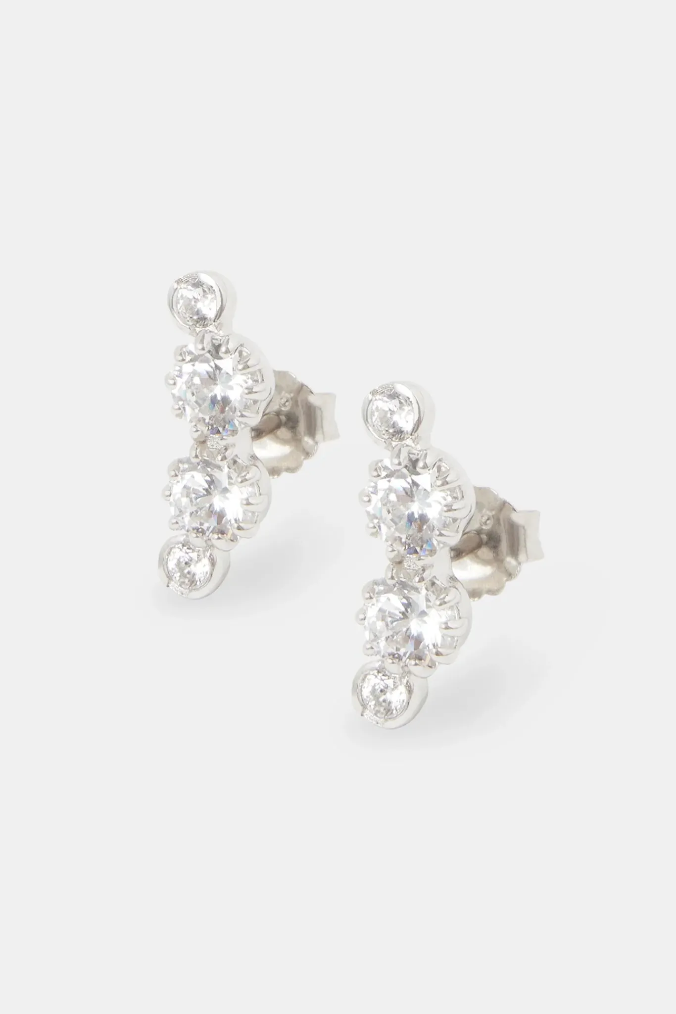 Women JWL-EAR 925 Multi CZ Stud Earrings - White