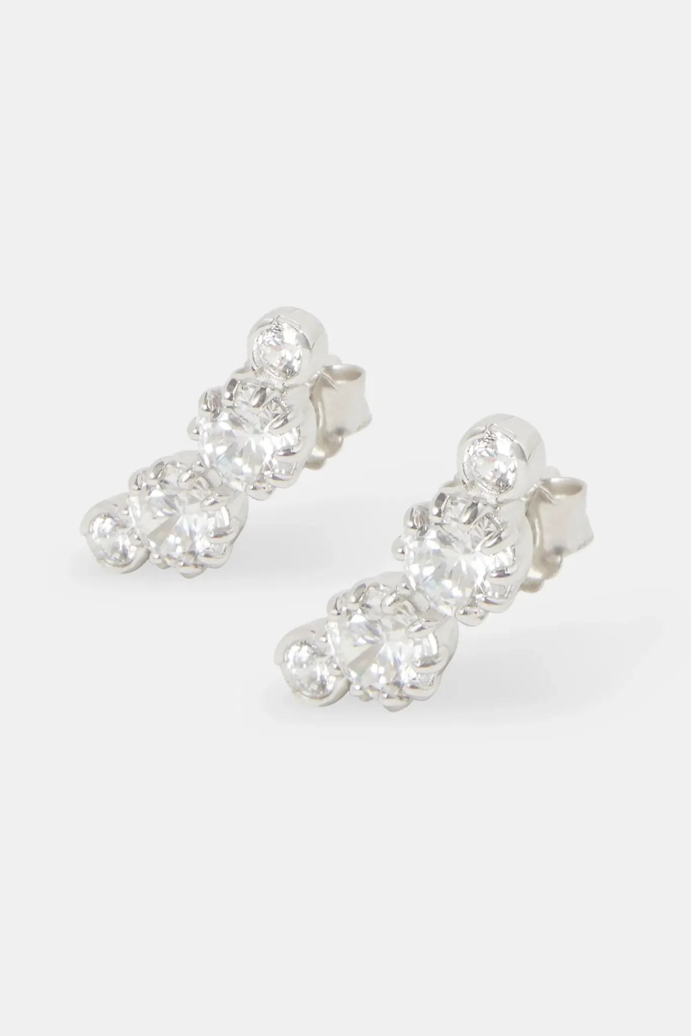 Women JWL-EAR 925 Multi CZ Stud Earrings - White