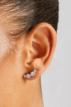 Women JWL-EAR 925 Multi CZ Stud Earrings - White