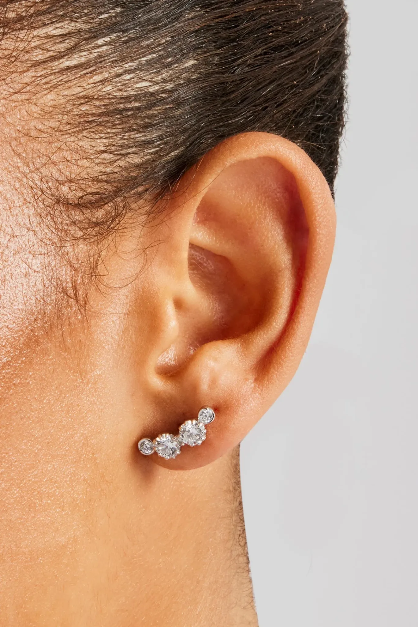 Women JWL-EAR 925 Multi CZ Stud Earrings - White