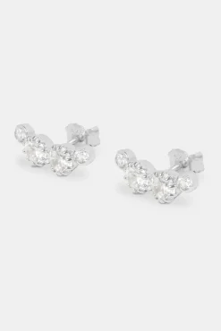 Women JWL-EAR 925 Multi CZ Stud Earrings - White