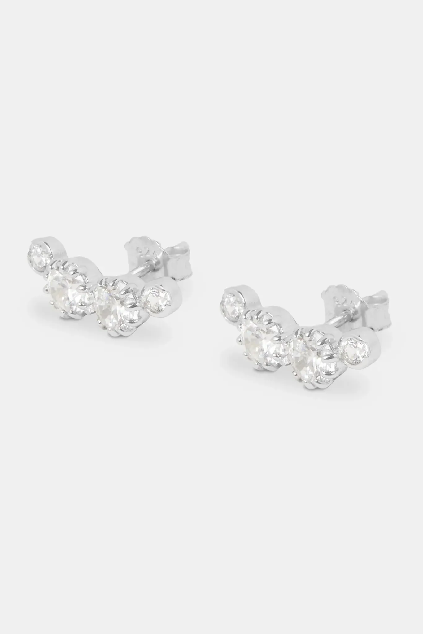 Women JWL-EAR 925 Multi CZ Stud Earrings - White