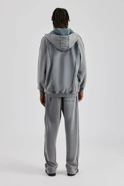 CLO-SET Acid Exposed Seam Zip Through Tracksuit - Charcoal