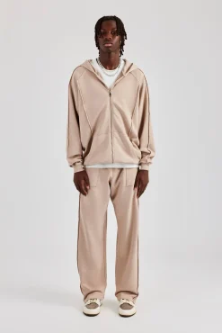 CLO-SET Acid Exposed Seam Zip Through Tracksuit - Stone