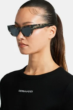 Women CLO-ACC Angled Square Acetate Sunglasses - Tort