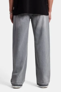CLO-BOT-DEN Baggy Fit Distressed Jeans - Light Grey