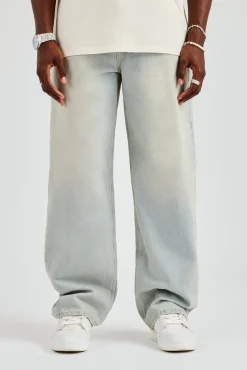 CLO-BOT-DEN Baggy Fit Jeans - Bleach Wash