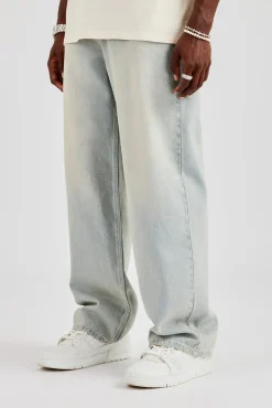 CLO-BOT-DEN Baggy Fit Jeans - Bleach Wash
