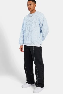 CLO-BOT-DEN Baggy Fit Raw Edge Jean - Washed Black