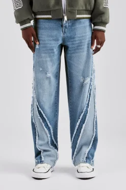CLO-BOT-DEN Baggy Spliced Raw Edge Jean