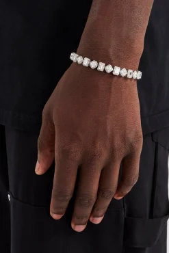 JWL-BRA Baguette & Square Cluster Tennis Bracelet - 8mm