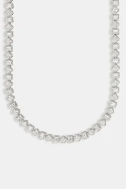 JWL-CHN Baguette & Square Cluster Tennis Chain - 8mm