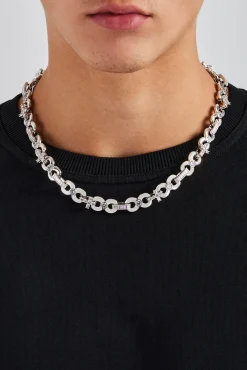 JWL-CHN Baguette Cross Infinity Link Chain - 12mm