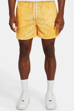 CLO-BOT Bandana Printed Mesh Short - Orange