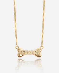 JWL-NECK Beware Bone Necklace - Gold