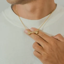 JWL-NECK Beware Bone Necklace - Gold