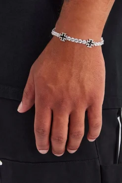 JWL-BRA Black Cross Motif Tennis Bracelet - 5mm