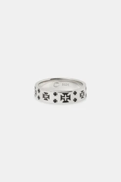 JWL-RNG Black Enamel Cross Band Ring - 6mm