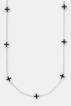 JWL-CHN Black Enamel Cross Motif Chain