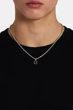 JWL-CHN Black Enamel Cross Motif Necklace - 10mm