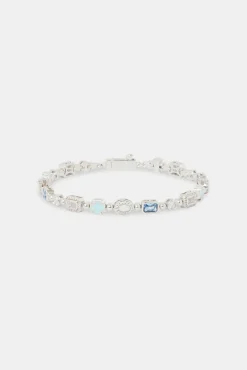 JWL-BRA Blue & Clear Multi Gemstone Bracelet - 6mm
