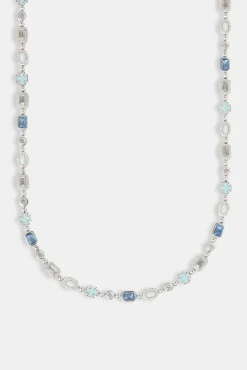 JWL-CHN Blue & Clear Multi Gemstone Chain - 6mm