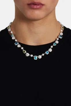 JWL-CHN Blue & Green Mixed Gemstone Chain