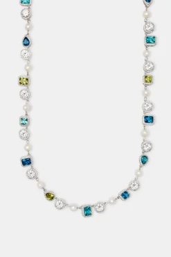 JWL-CHN Blue & Green Mixed Gemstone Chain