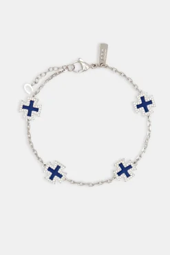 JWL-BRA Blue Enamel Cross Motif Bracelet