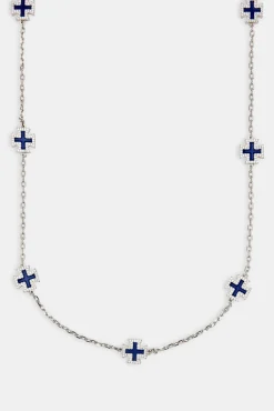 JWL-CHN Blue Enamel Cross Motif Chain