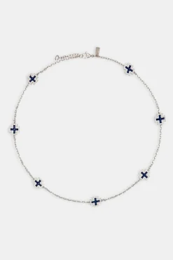 JWL-CHN Blue Enamel Cross Motif Chain