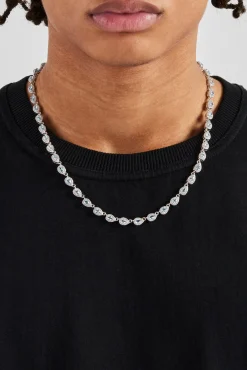 JWL-CHN Blue Iced Pear Gemstone Chain - 6mm
