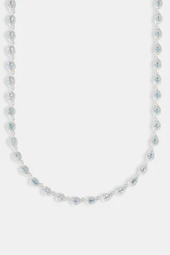 JWL-CHN Blue Iced Pear Gemstone Chain - 6mm
