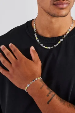 JWL-BUND Blue Mixed Motif Polished Chain & Bracelet - 5mm