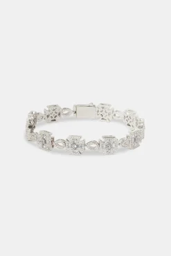 JWL-BRA Blue Motif Iced Link Bracelet - 10mm
