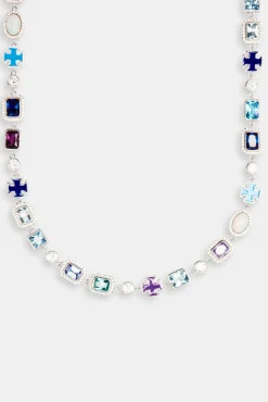 JWL-CHN Blue Multi Gemstone Motif Necklace