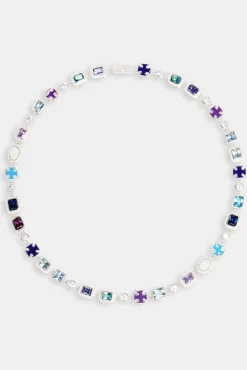 JWL-CHN Blue Multi Gemstone Motif Necklace