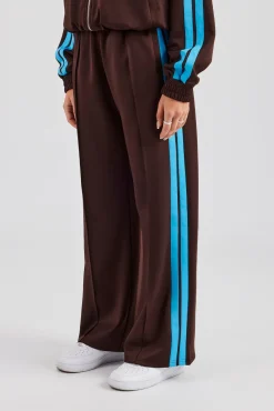 Women CLO-BOT-TRO Blue Taping Wide Leg Track Pant - Chocolate