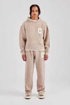 CLO-BOT-TRO-KTW Brushed Knit Split Hem Knitted Jogger - Stone