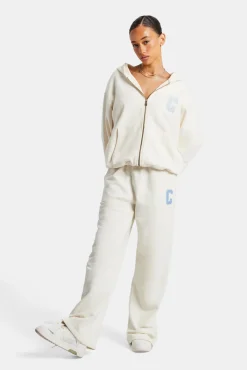 Women CLO-BOT-TRO C Embroidered Jogger - Off White
