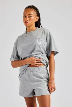 Women CLO-BOT C Embroidered Short - Grey Marl