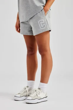 Women CLO-BOT C Embroidered Short - Grey Marl