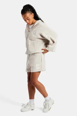 Women CLO-BOT C Embroidered Short - Stone