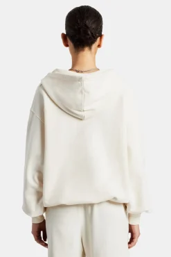 Women CLO-TOP-HS-HOOD C Embroidered Zip Through Hoodie - Off White