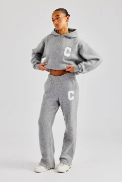 Women CLO-SET-KTW C Knitted Hooded Tracksuit - Grey