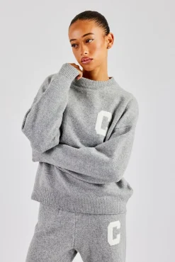 Women CLO-TOP-HS-SWE-KTW C Knitted Sweatshirt - Grey