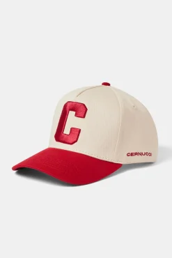 Women CLO-ACC C Red Embroidered Hat - Off White