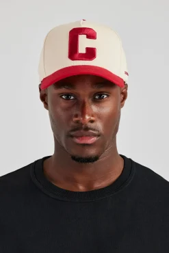 Women CLO-ACC C Red Embroidered Hat - Off White