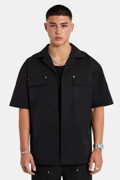 CLO-TOP-SHIR Carpenter Nylon Embroidered Shirt - Black